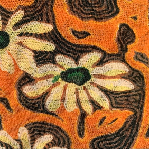 Nanushka Nilo Mesh Crewneck T-shirt Top Arte Povera Floral Orange Flower Print - Picture 4 of 8